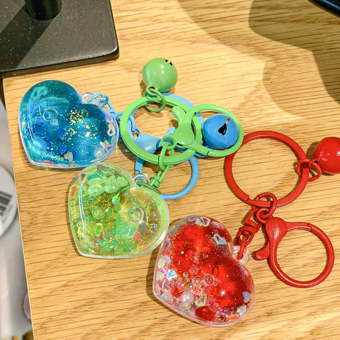 Wholesale Creative Oil Pearl Love Sparkle Keychain Sand Bottle Pendant