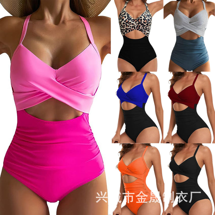 Wholesale Jumpsuit sexy women's swimsuit backless tight cross tie bikini