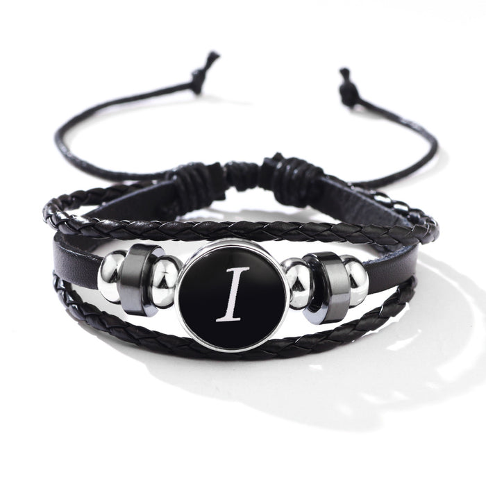 Wholesale 26 English Letters Leather Bracelet JDC-BT-QiN017