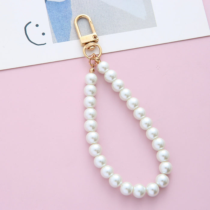 Wholesale Retro Pearl keychain pendant alloy mobile phone chain bag pendant