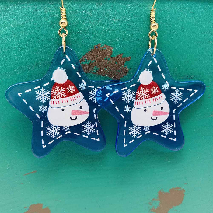 Wholesale Christmas Acrylic Santa Claus Asymmetric Earrings JDC-ES-Chengy042