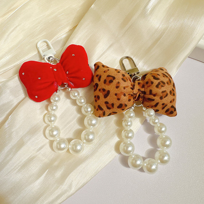 Wholesale Pearl Puff Bow Girl Keychain Cute All-match Mobile Phone Chain Bag Pendant
