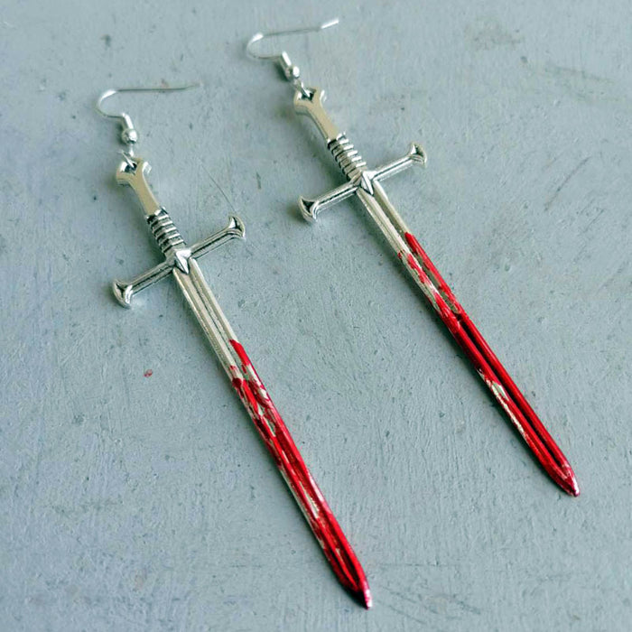 Wholesale 2pcs Halloween Scissors Axe Sharp Knife Alloy Earrings JDC-ES-HeYi108