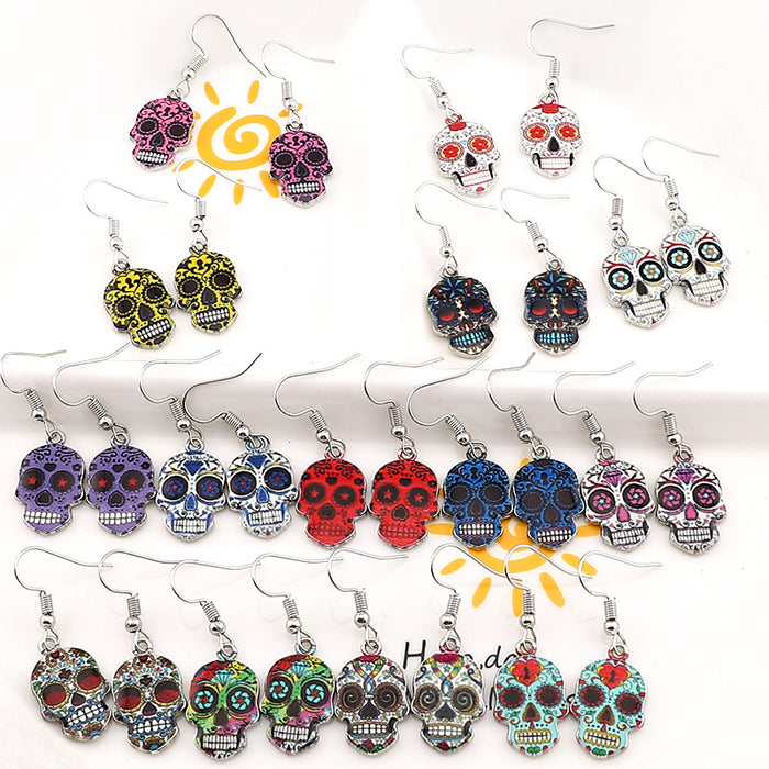 Wholesale Halloween Skull Alloy Earrings JDC-ES-Dagou005