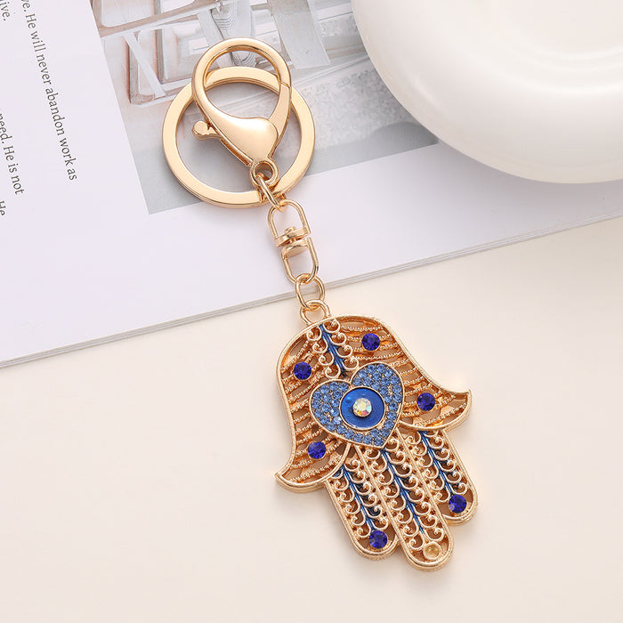 Wholesale Chic Evil Eye Rhinestone Keychain Pendant Zinc Alloy Bag Charm MOQ≥2