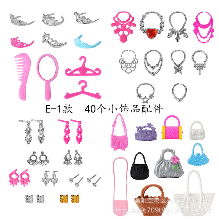 Wholesale Doll dress-up princess doll toy electroplated crown necklace earrings bracelet earrings accessories bag