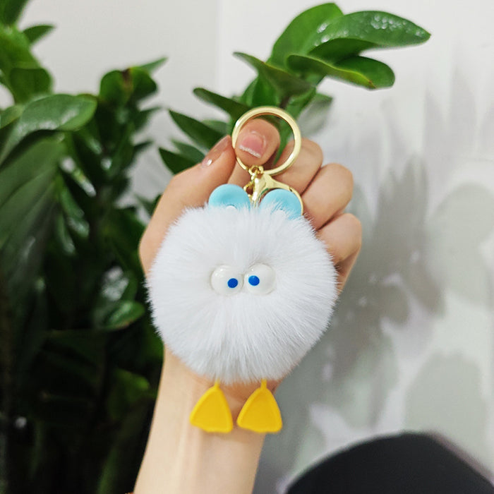 Wholesale imitation rex rabbit fur doll little duck plush ball pendant doll schoolbag pendant keychain mobile phone accessories