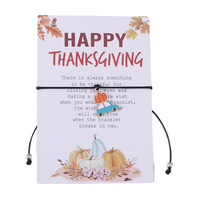 Wholesale Thanksgiving Personalized Creative Maple Leaf Turkey Pine Cone Bracelet Simple Color Card Jewelry