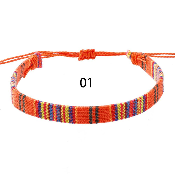 Wholesale Bohemian Cotton and Linen Fabric Braided Bracelet Colorful Ethnic Style Simple Knot Bracelet JDC-BT-XH010