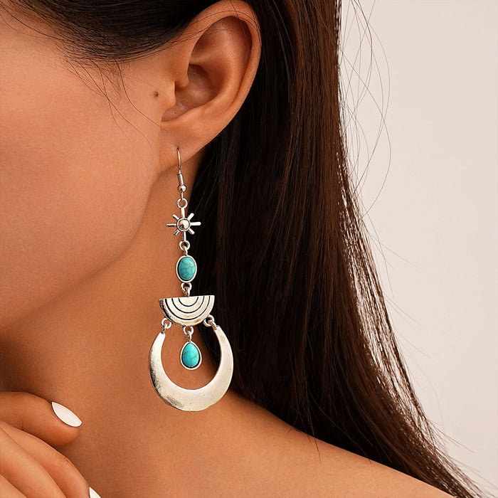 Wholesale 2pcs Retro Bohemian Style Turquoise Earrings
