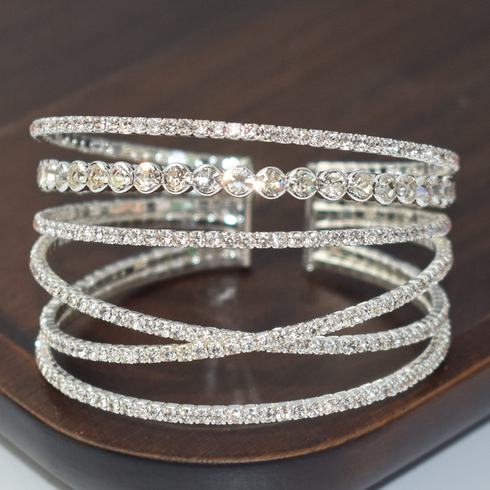 Wholesale Wire Bracelet Jewelry Full Diamond Cross Hand Jewelry Claw Chain Open Bracelet