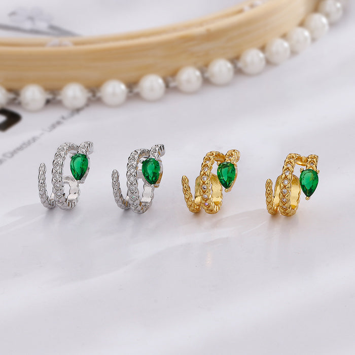 Wholesale snake-shaped ear clip ear bone clip multi-layer design without pierced full diamond zircon earrings