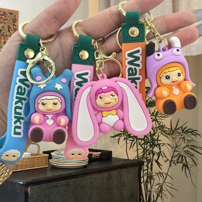 Wholesale Cartoon soft rubber 3D doll pendant Keychains