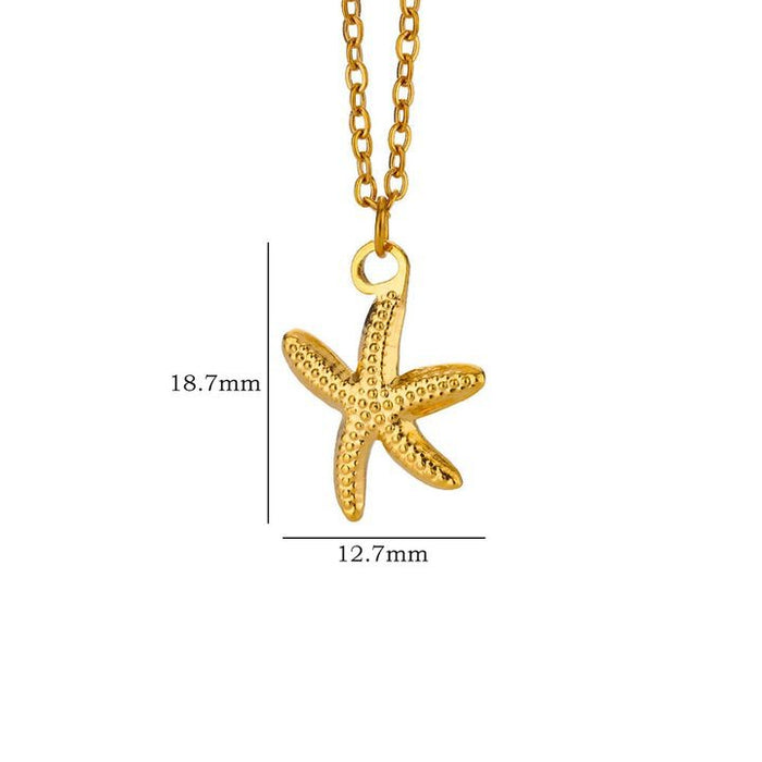 Wholesale Stainless Steel Vintage Simple Shell Starfish Scallop Necklace
