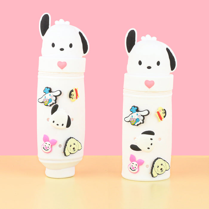Wholesale Trendy Cartoon Hole Pencil Case Silicone Student Stationery minimum quantity：10