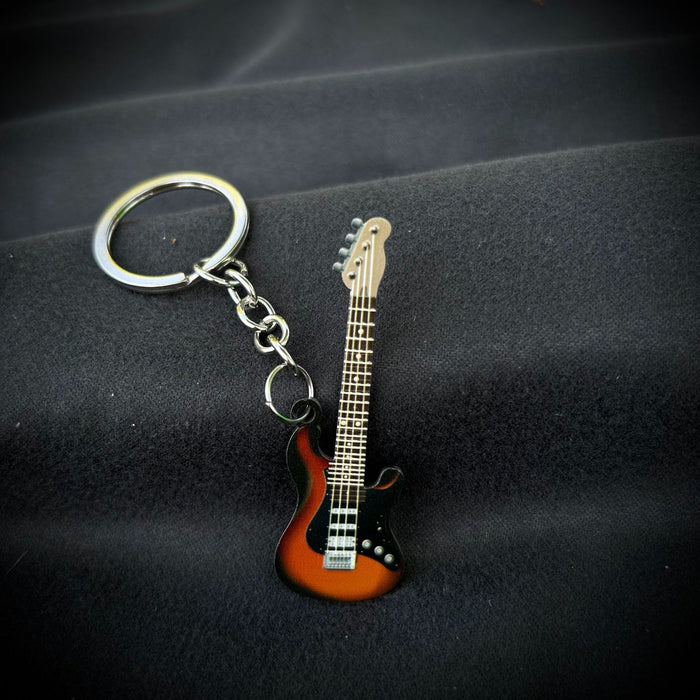 Wholesale Stainless Steel Color Printed Embossed Guitar Keychain JDC-KC-DianHe001