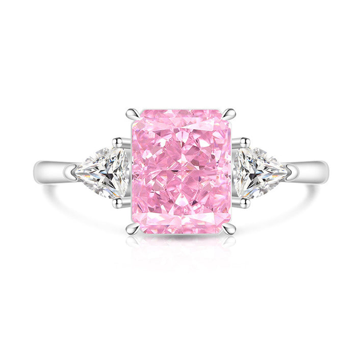 Wholesale Ice Flower Cut Square Ring Copper Real Gold Plating High Carbon Diamond Look Jewelry Accessory for Resale