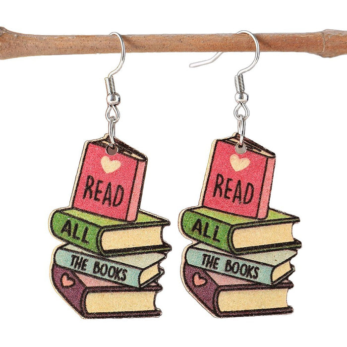 Wholesale Acrylic Heart Book Earrings Trendy Fashion Accessory Graduation Gift