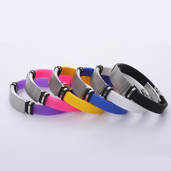 Wholesale Titanium steel personalized engraved sports basketball men's bracelet, silicone stainless steel couple bracelet