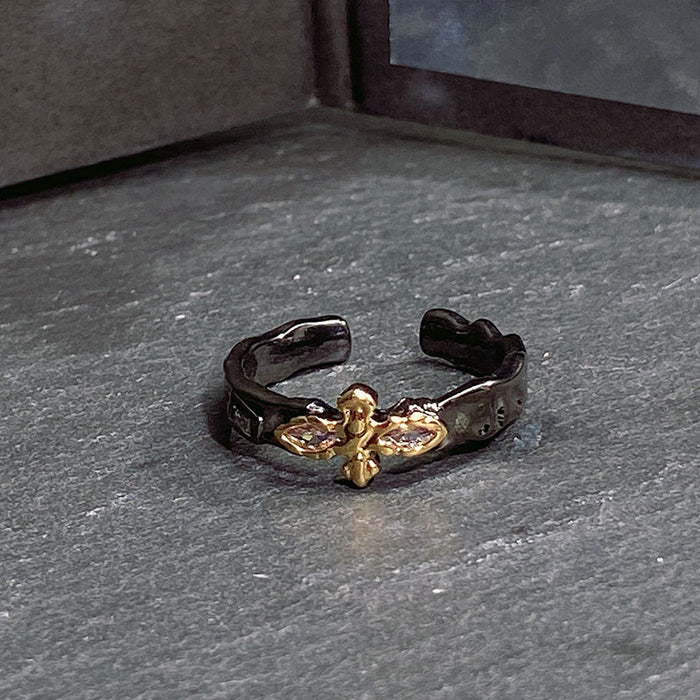 Wholesale Open ring with niche design, cross, high-end feel, simple and minimalist index finger ring