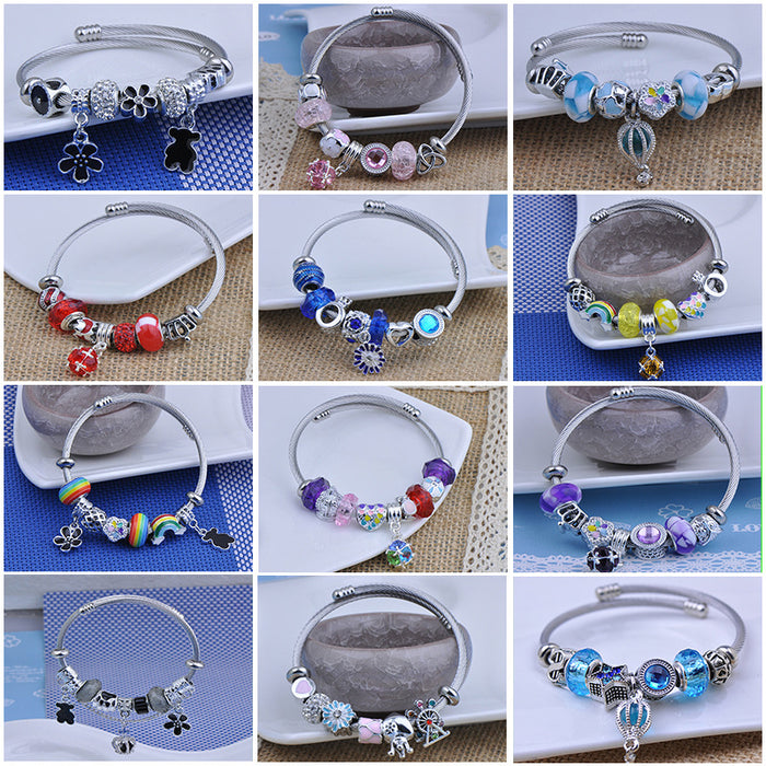 Wholesale New stainless steel bracelet, fashionable DIY bead bracelet, minimalist design