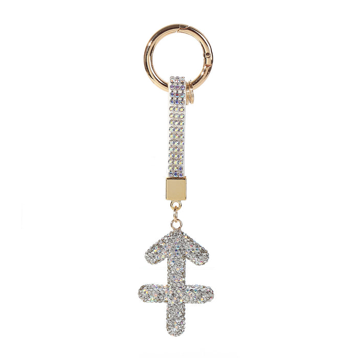 Wholesale Full Crystal Zodiac Keychain Diamond-Encrusted Car Key Chain,  Simple and Personalized Pendant