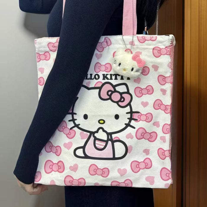 Wholesale Canvas Cute Cat Large Capacity Student Shoulder Bag