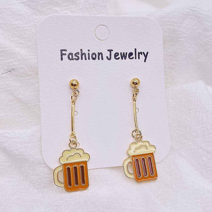 Wholesale Cartoon Beverage Alloy Oil Drop Earrings JDC-ES-Susheng002