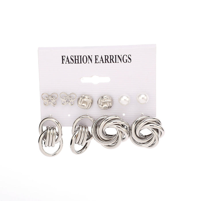 Wholesale Geometric earrings, creative retro ear loops, fashionable pearls