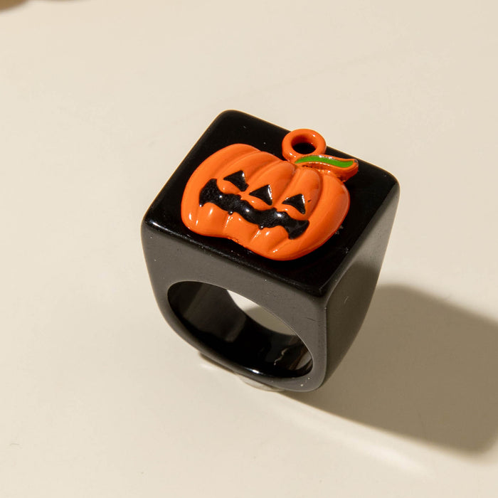Wholesale  creative resin ghost pumpkin ghost ring personality dark Easter ring female