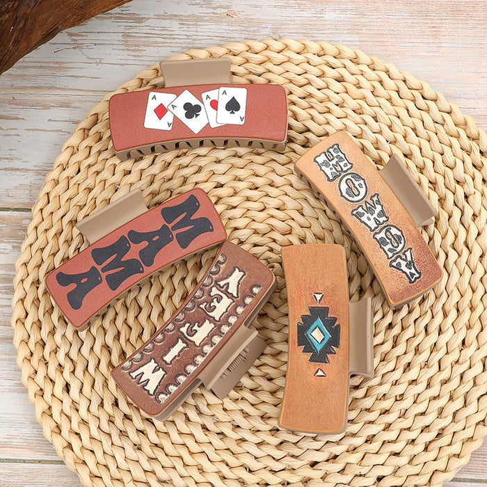 Wholesale Cowboy Vintage Poker Leather Hair Clip JDC-HC-YiTian002