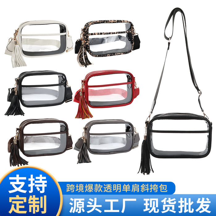 Wholesale TPU Leather Transparent Crossbody Bag Silver Urban Simple Shoulder Bag MOQ≥2