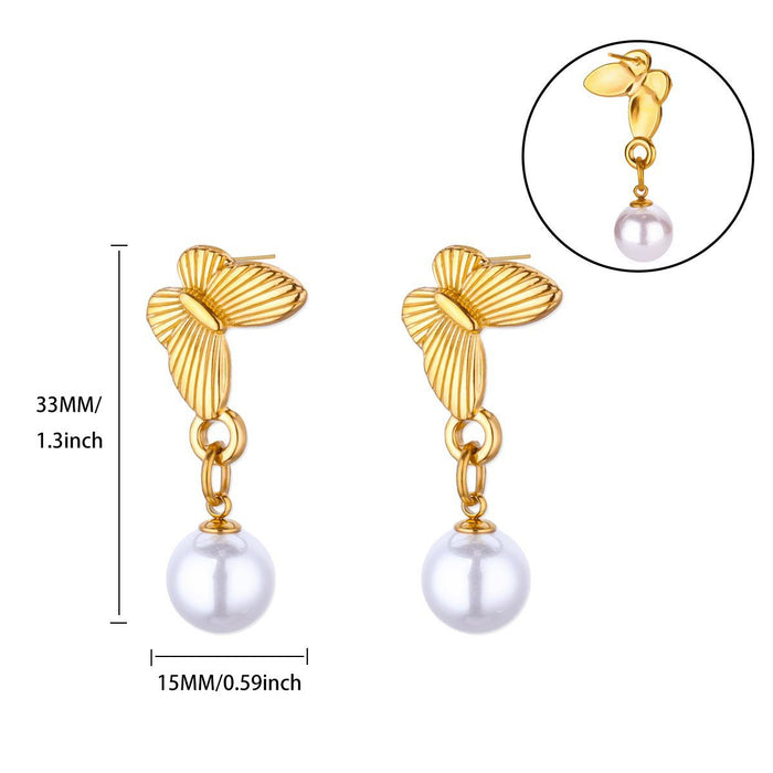 Wholesale Butterfly Ocean Element Love Flower Pendant Earrings Vacuum Plated Fashion Trend Earrings