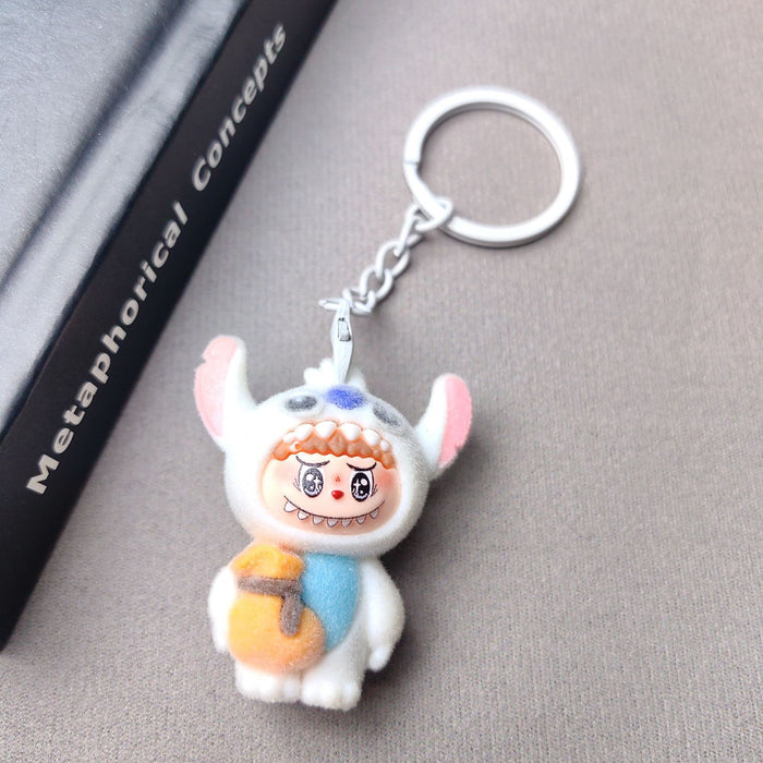 Wholesale Cute Flocking Cloth Bear Series Keychain Small Pendant Couple School Bag Pendant Accessories Creative Small Gifts