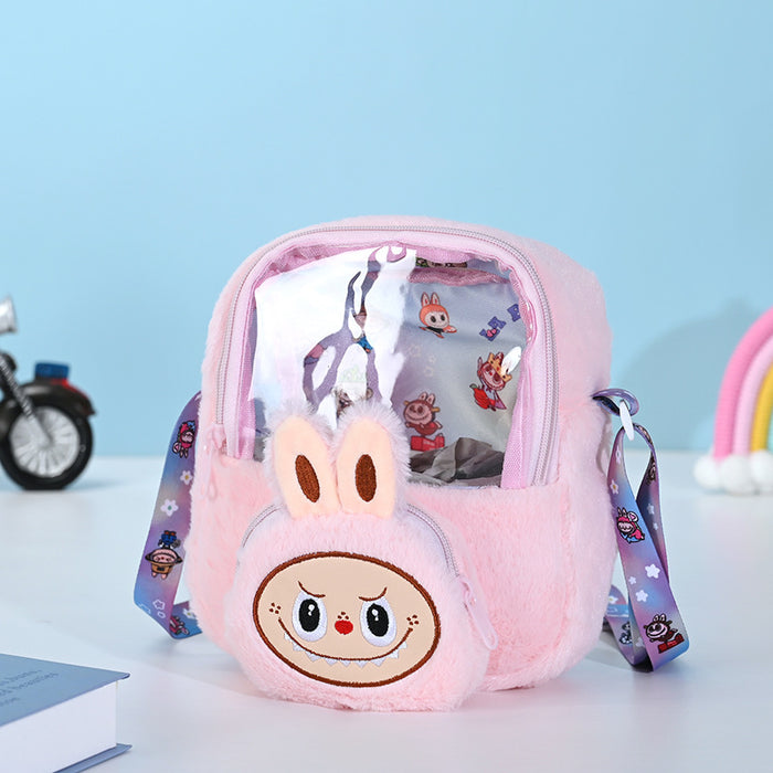Wholesale Transparent Visible Plush Cartoon Doll Crossbody Bag and Backpack