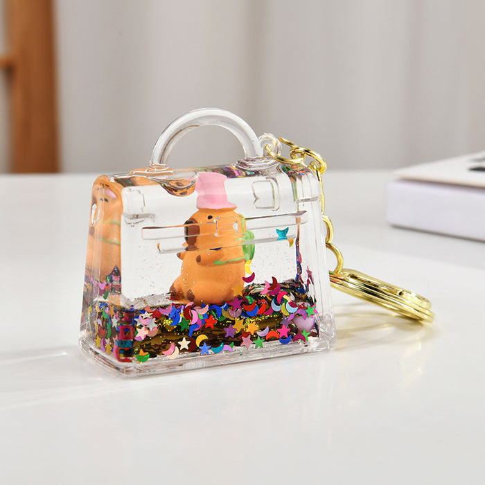 Wholesale Keychain backpack pendant floating liquid backpack ornament