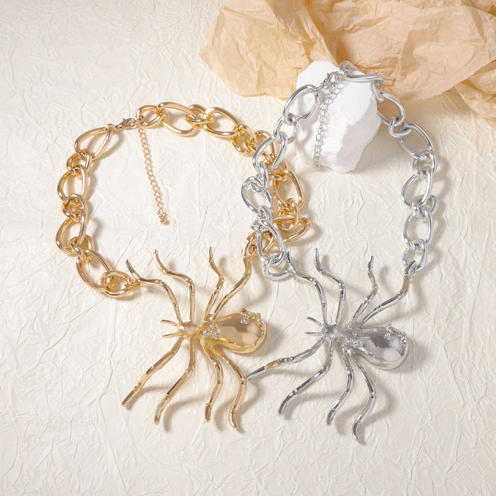 Wholesale alloy spider pendant chain necklace versatile simple fashion