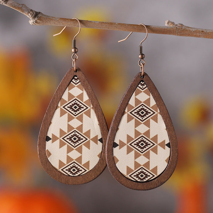 Wholesale Printed Water Drop Drop Earrings JDC-ES-ChuLian007