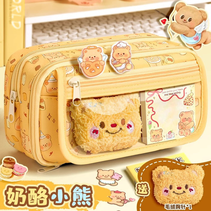 Wholesale Trendy Cute Pencil Case Large Capacity 9-Layer Flip with Butter Bear Design for Students stationery