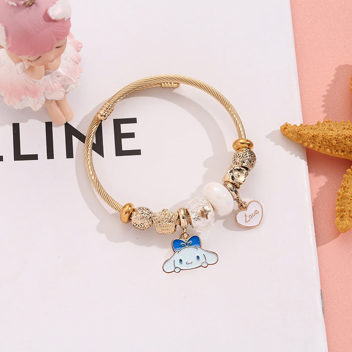 Wholesale Stainless Steel Beaded Bracelet with Heart Pendant Fashion Accessory MOQ≥2