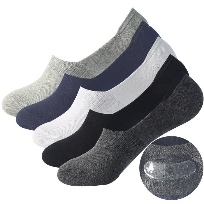 Wholesale Invisible Socks Solid Color Shallow Mouth Cotton Socks with Silicone Anti slip Boat Socks Thin Socks