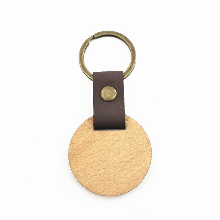 Wholesale Solid wood keychain, walnut keychain, round wooden keychain