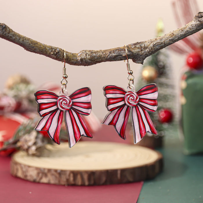 Wholesale Christmas bow earrings for women,  design with festive atmosphere,  snowman acrylic earrings