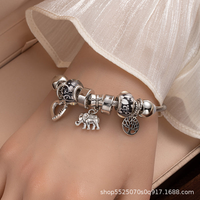 Wholesale Stainless Steel Bracelet Love Bear DIY Beaded Open Bracelet Multi-element sy Crystal Bracelet