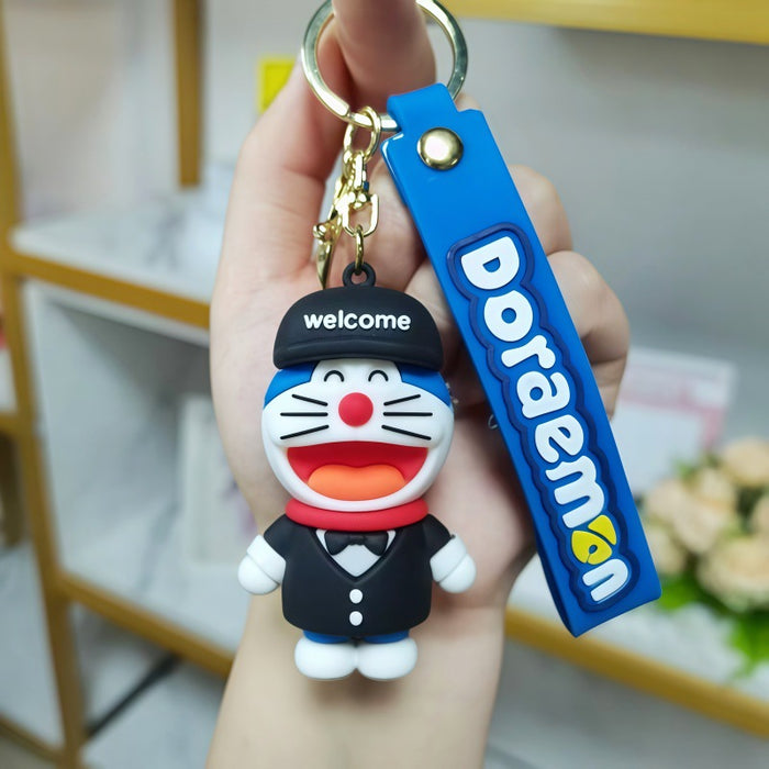 Wholesale Silicone Cartoon Cat Keychain Metal Keyring Pendant Gift Boutique MOQ≥5