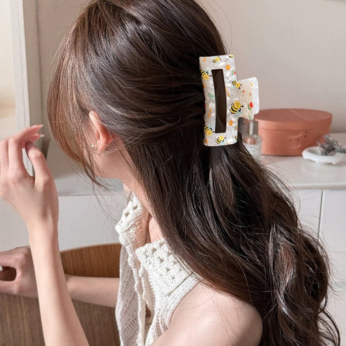 Wholesale Bee Clip Cartoon Hair Clip Medium Rectangular Cut Out Shark Clip Animal Hair Accessories Printed