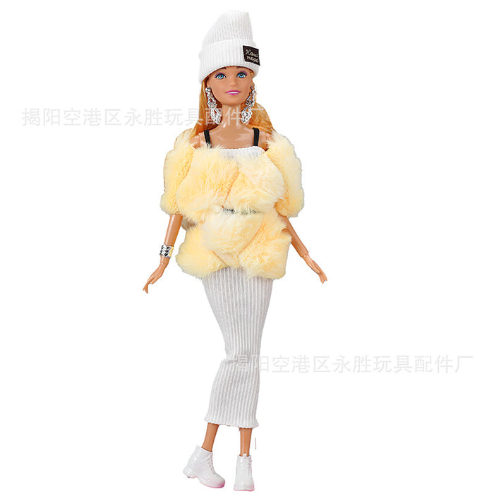 Wholesale double plush long tube skirt doll hat
