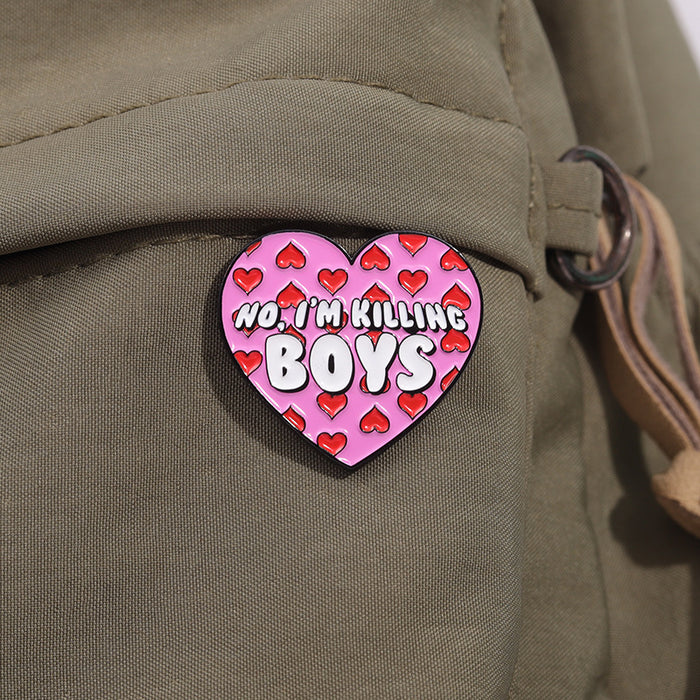 Wholesale Creative Pink Heart Shape Alloy Brooch