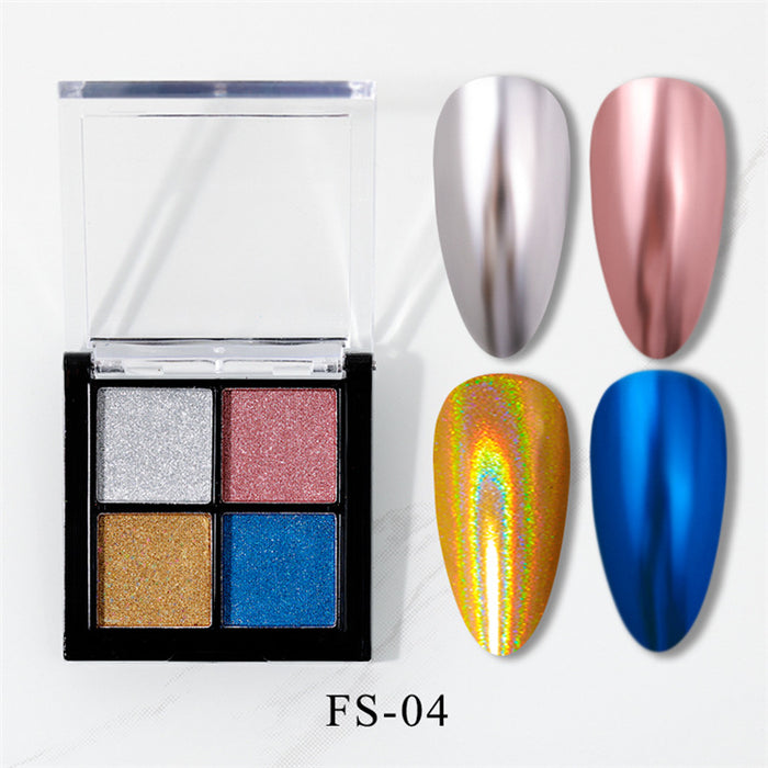 Wholesale Nail art four-color magic mirror powder, laser powder, two-color solid powder