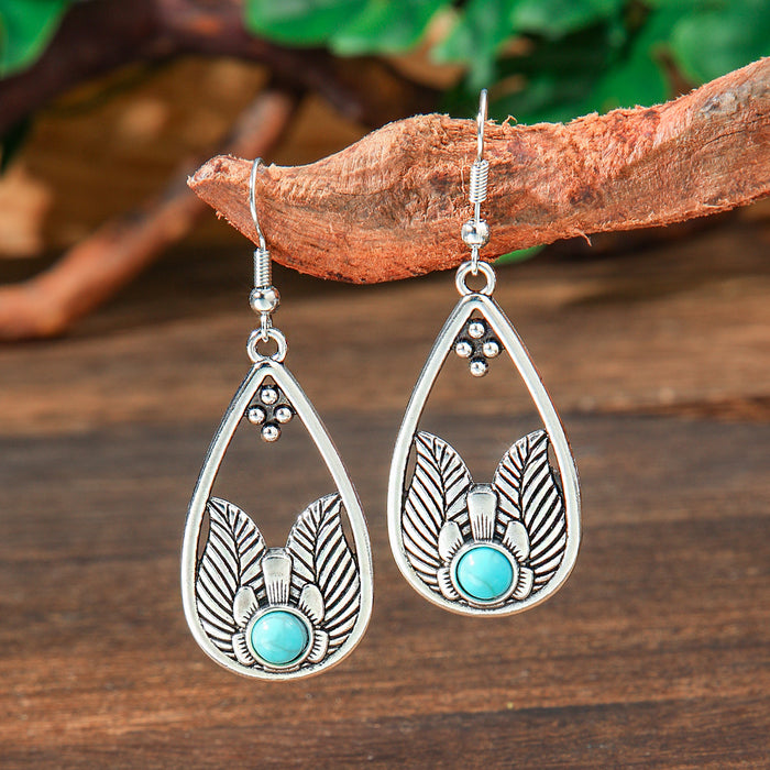 Wholesale 2pcs Bohemian Turquoise Retro Distinctive Earrings